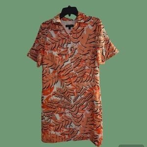 Banana Republic Women's Coral Colored Leaf Print Dress Size Small